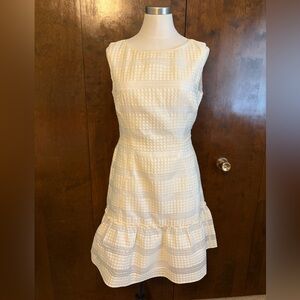 Reiss Textured Stripe Off-white Flared Dress